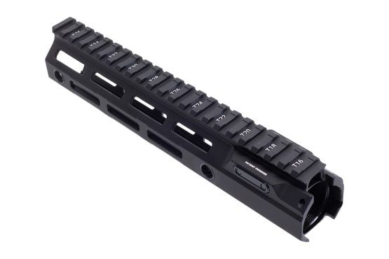 Black anodized Aero Precision Mod 4 Handguard with steel barrel nut